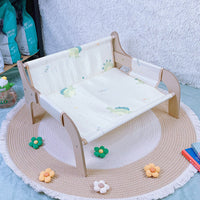 HKM-7214013 Universal Summer Cat Nest Hammock with Wooden Rattan Mat - Plus Size (52*42*29cm)