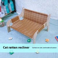 HKM-7214013 Universal Summer Cat Nest Hammock with Wooden Rattan Mat - Plus Size (52*42*29cm)