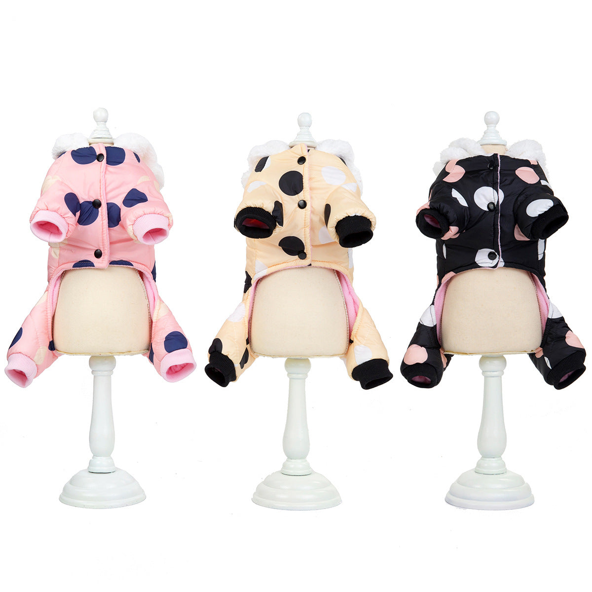 HKM-7214397 Warm Polka Dot Cotton Four-Leg Coat for Casual Wear