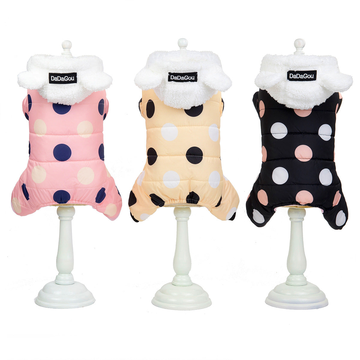 HKM-7214397 Warm Polka Dot Cotton Four-Leg Coat for Casual Wear