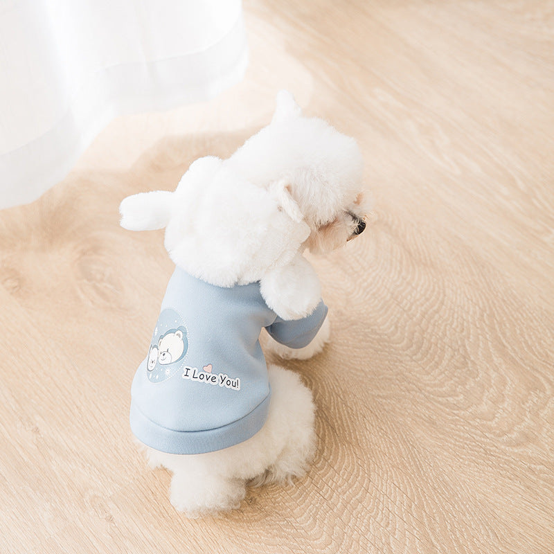 HKM-7215037 Cute Cartoon Hooded Sweater for Dogs and Cats - Soft Milk Silk Fabric, Various Sizes Available