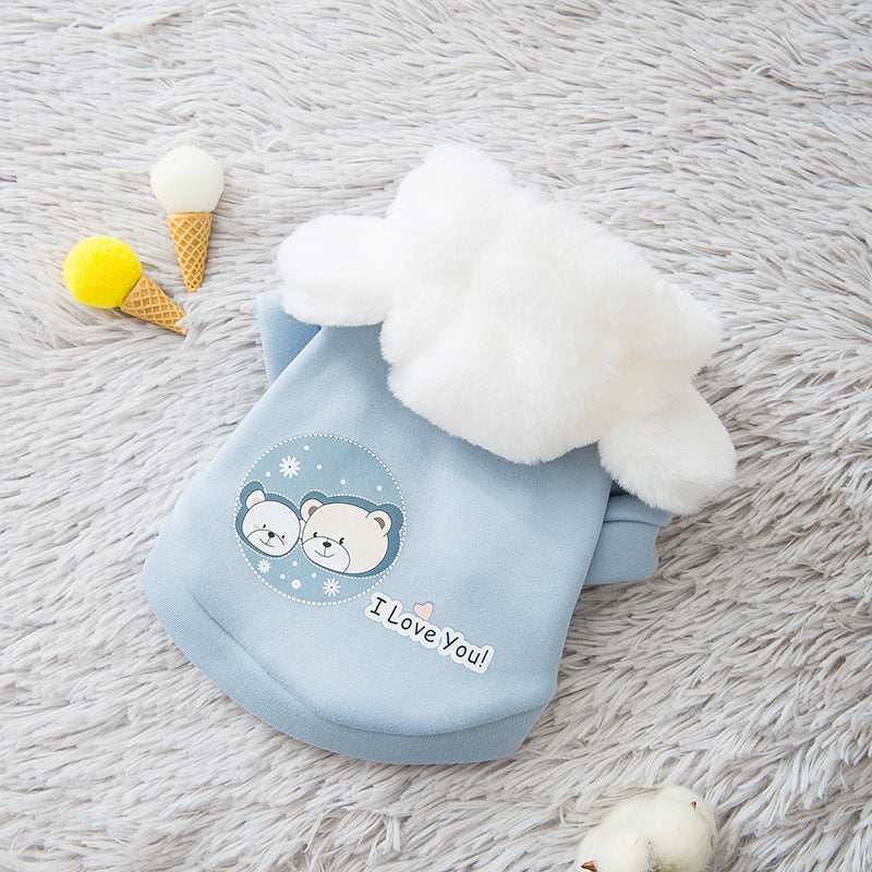 HKM-7215037 Cute Cartoon Hooded Sweater for Dogs and Cats - Soft Milk Silk Fabric, Various Sizes Available