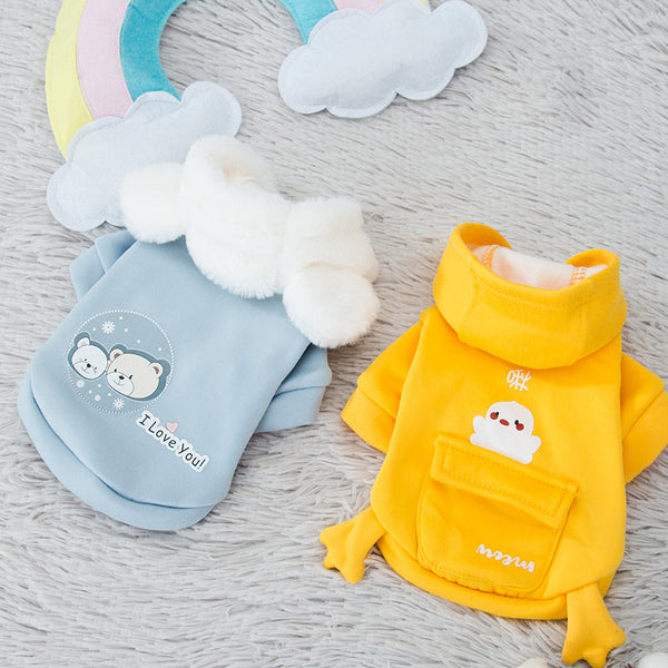 HKM-7215037 Cute Cartoon Hooded Sweater for Dogs and Cats - Soft Milk Silk Fabric, Various Sizes Available