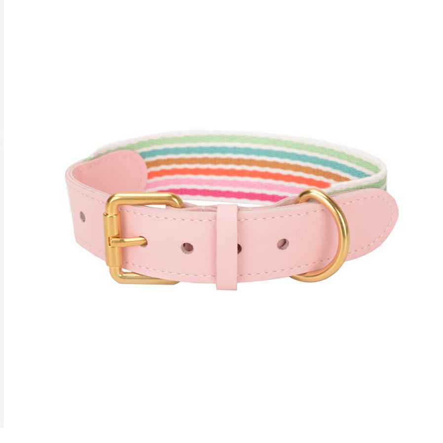 HKM-721555 Woven Leather Dog Collar with Braided Traction Rope for Medium to Large Dogs