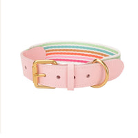 HKM-721555 Woven Leather Dog Collar with Braided Traction Rope for Medium to Large Dogs