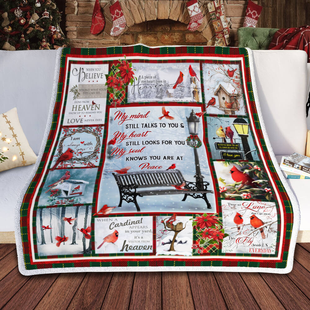 HKM-721683 Cozy Ins Style Christmas Cardinal Flannel Blanket, 130x150cm