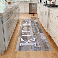 HKM-721747 Gray Wood Grain Kitchen Door Mat - Modern Polyester Fiber Floor Mat in Various Sizes for Stylish Home Decor