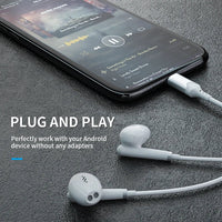 HKM-721747 HiFi Stereo Digital Type C Wired Earphones with Microphone for iPhone 15, Huawei P20, P10, Mate 20
