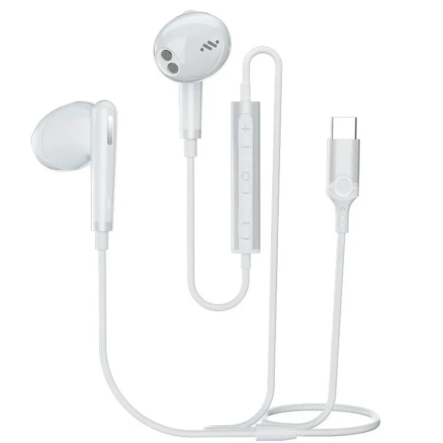 HKM-721747 HiFi Stereo Digital Type C Wired Earphones with Microphone for iPhone 15, Huawei P20, P10, Mate 20