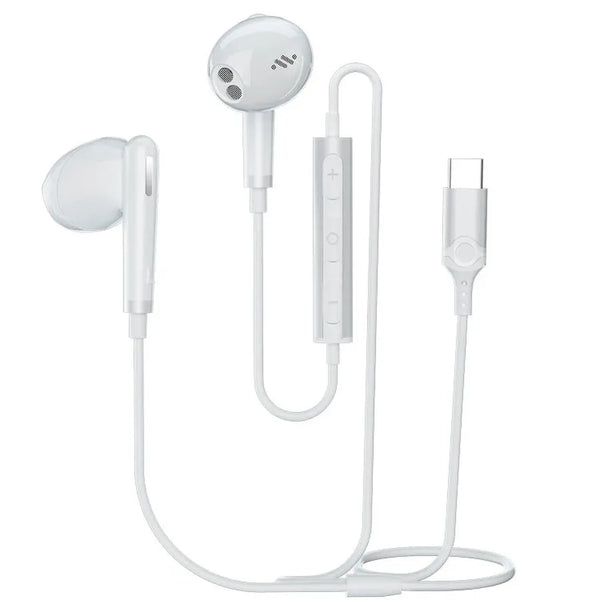 HKM-721747 HiFi Stereo Digital Type C Wired Earphones with Microphone for iPhone 15, Huawei P20, P10, Mate 20