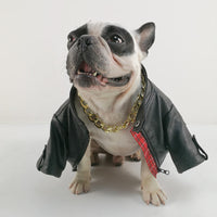 HKM-7218109 Stylish Motorcycle Leather Clothing for Pets ¨C Two-Legged Design in Black with Cashmere Options