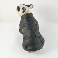 HKM-7218109 Stylish Motorcycle Leather Clothing for Pets ¨C Two-Legged Design in Black with Cashmere Options