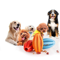 HKM-7218365 Durable Rubber Dog Chew Toy for Teeth Cleaning - Olive Watermelon Ball Puzzle, Small & Large Sizes