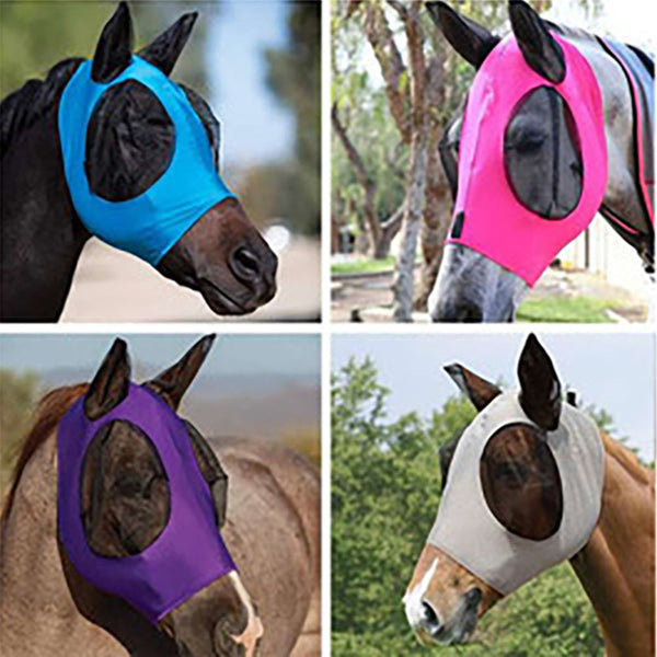 HKM-7219389 Horse Face Equestrian Universal Mosquito Cover, Black Latex & Net - 21x31cm, Lightweight Protection