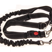 HKM-7219517 Elastic Dog Running Leash with Traction Belt ¨C Nylon, Black, Adjustable Length 85CM to 65CM