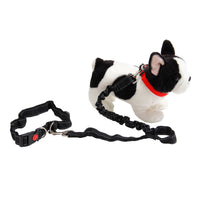 HKM-7219517 Elastic Dog Running Leash with Traction Belt ¨C Nylon, Black, Adjustable Length 85CM to 65CM