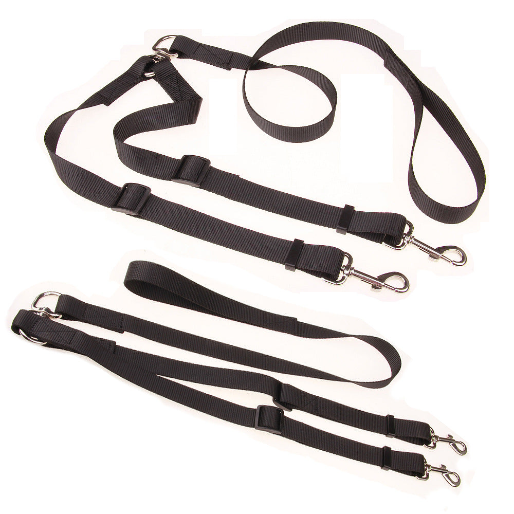 HKM-7219517 Elastic Dog Running Leash with Traction Belt ¨C Nylon, Black, Adjustable Length 85CM to 65CM