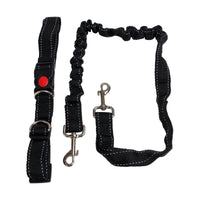 HKM-7219517 Elastic Dog Running Leash with Traction Belt ¨C Nylon, Black, Adjustable Length 85CM to 65CM
