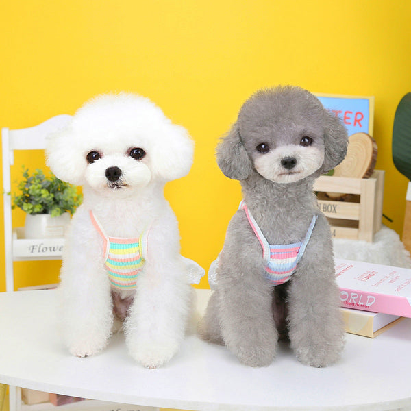 HKM-7220285 Colorful Striped Pet Skirt with Wings for Dogs, Cotton Material