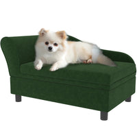 HKM-7221181 Pet Sofa Bed with Hidden Storage for Cats and Small Dogs - Green Eucalyptus Wood Design