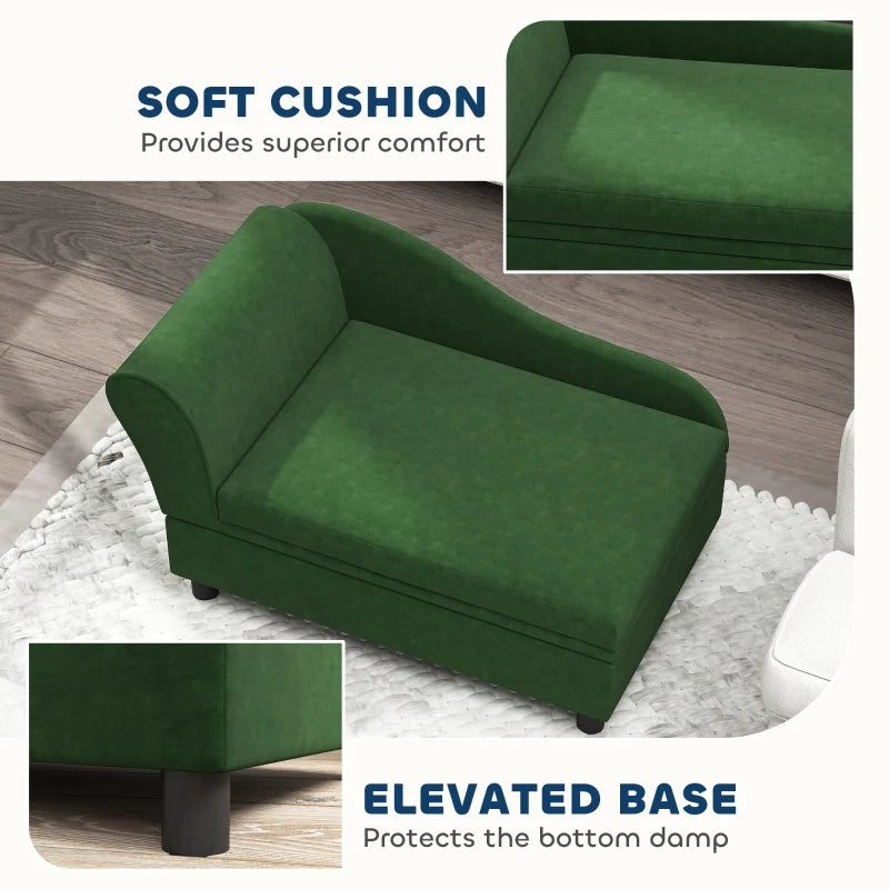 HKM-7221181 Pet Sofa Bed with Hidden Storage for Cats and Small Dogs - Green Eucalyptus Wood Design