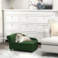 HKM-7221181 Pet Sofa Bed with Hidden Storage for Cats and Small Dogs - Green Eucalyptus Wood Design