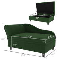 HKM-7221181 Pet Sofa Bed with Hidden Storage for Cats and Small Dogs - Green Eucalyptus Wood Design