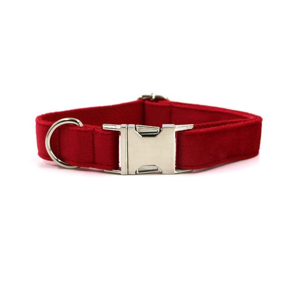 HKM-7221565 Plaid Dog Collar with Bow Tie Set - Engraved Velvet, Multiple Sizes Available