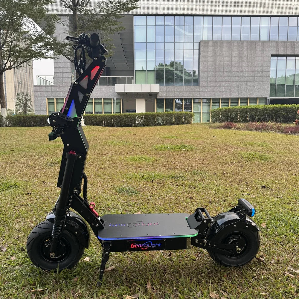 HKM-722195 Folding Electric Scooter with Dual Motors, 72V 10000W Power, 40Ah Battery, 13-Inch Tires, Long Range 100-120km, Waterproof, Full Suspension