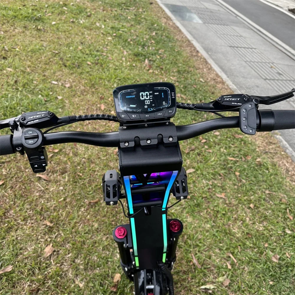 HKM-722195 Folding Electric Scooter with Dual Motors, 72V 10000W Power, 40Ah Battery, 13-Inch Tires, Long Range 100-120km, Waterproof, Full Suspension