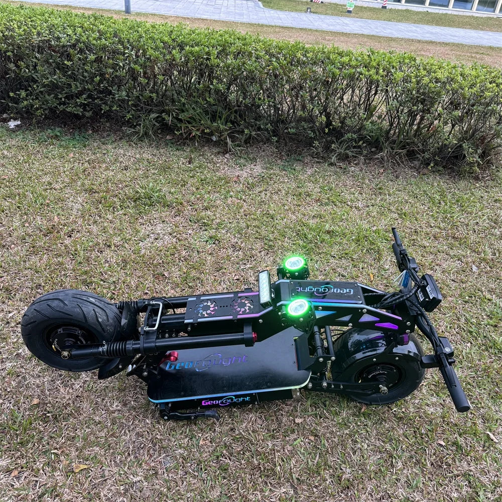 HKM-722195 Folding Electric Scooter with Dual Motors, 72V 10000W Power, 40Ah Battery, 13-Inch Tires, Long Range 100-120km, Waterproof, Full Suspension