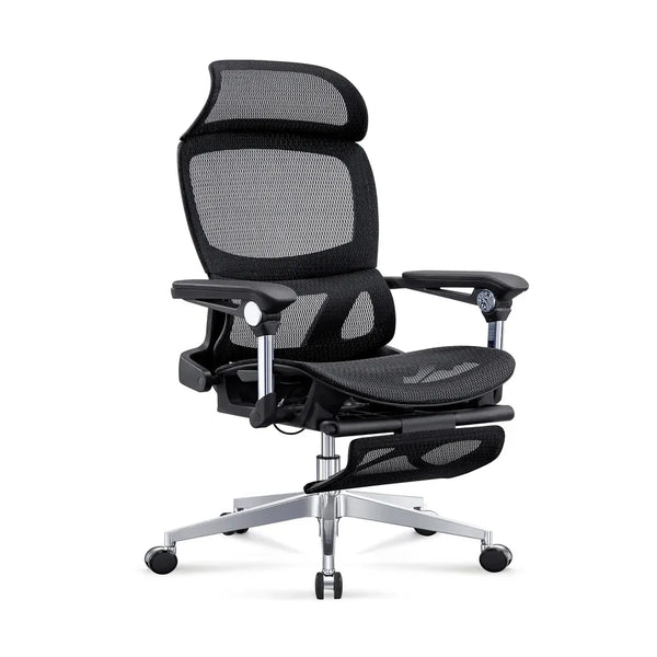 HKM-722451 Adjustable Lumbar Support Ergonomic Executive Desk Chair with Footrest and Swivel Recline Function