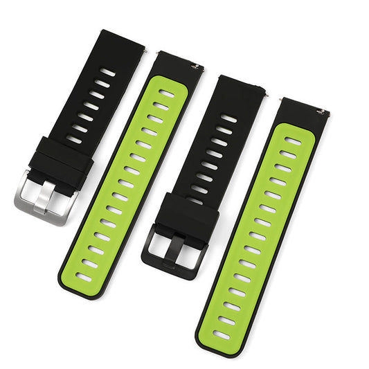 HKM-722515 Two-Color Silicone Watch Band for 20mm and 22mm Straps