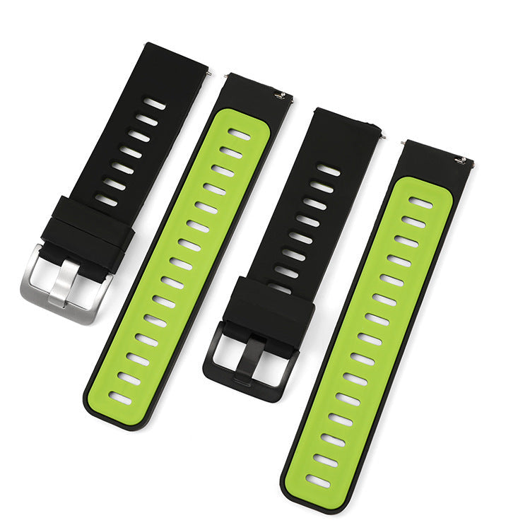 HKM-722515 Two-Color Silicone Watch Band for 20mm and 22mm Straps