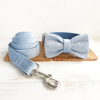HKM-7225277 Sky Blue Thick Velvet Pet Collar - Durable Polyester Material for Comfort and Style