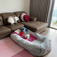 HKM-7225533 Super Large Human Giant Dog Nest in Light Gray or Khaki - Comfortable Sponge Lined Kennel