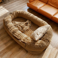 HKM-7225533 Super Large Human Giant Dog Nest in Light Gray or Khaki - Comfortable Sponge Lined Kennel