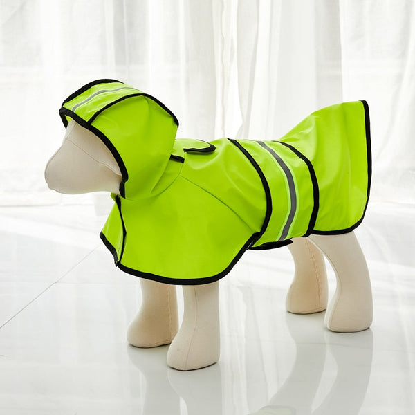 HKM-7226045 Waterproof PU Leather Dog Raincoat with Reflective Stripe - Available in Multiple Colors and Sizes