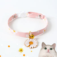 HKM-7227453 Sunflower Adjustable Pet Collar for All Seasons - Cotton Polyester, 17-32cm