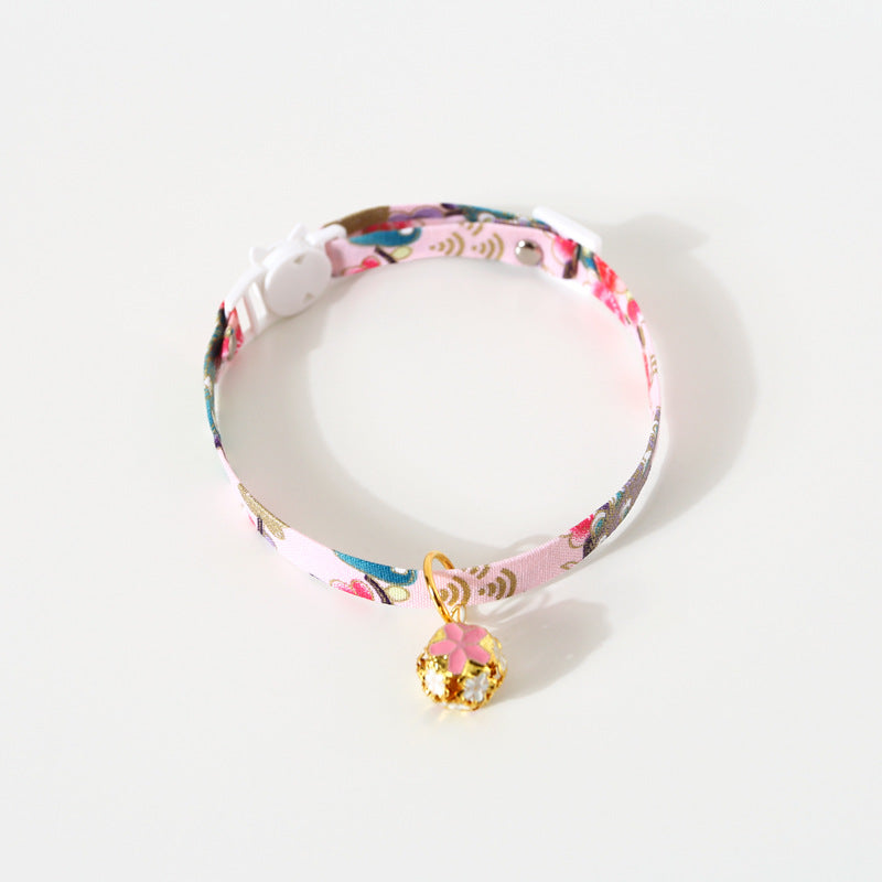 HKM-7227453 Sunflower Adjustable Pet Collar for All Seasons - Cotton Polyester, 17-32cm