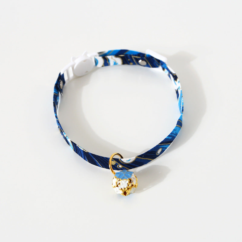 HKM-7227453 Sunflower Adjustable Pet Collar for All Seasons - Cotton Polyester, 17-32cm