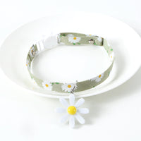 HKM-7227453 Sunflower Adjustable Pet Collar for All Seasons - Cotton Polyester, 17-32cm