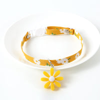 HKM-7227453 Sunflower Adjustable Pet Collar for All Seasons - Cotton Polyester, 17-32cm