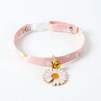 HKM-7227453 Sunflower Adjustable Pet Collar for All Seasons - Cotton Polyester, 17-32cm