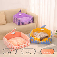HKM-7228733 Cozy Triangular Pet Sleeping Nest – Disassemblable and Washable for Cats, Thick Warm Kennel for Autumn and Winter
