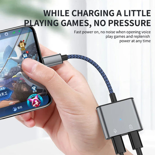 HKM-722899 2-In-1 Apple iPhone 12 Headphone and Fast Charging Adapter Dual Jack Audio Splitter