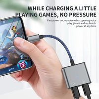 HKM-722899 2-In-1 Apple iPhone 12 Headphone and Fast Charging Adapter Dual Jack Audio Splitter