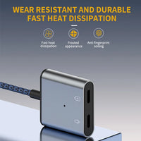 HKM-722899 2-In-1 Apple iPhone 12 Headphone and Fast Charging Adapter Dual Jack Audio Splitter