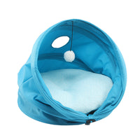 HKM-7229501 Medium Oxford Cloth Cylinder Pet Nest for Cats and Dogs - Cozy PP Cotton Cushion, Orange/Blue