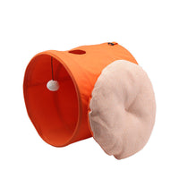 HKM-7229501 Medium Oxford Cloth Cylinder Pet Nest for Cats and Dogs - Cozy PP Cotton Cushion, Orange/Blue